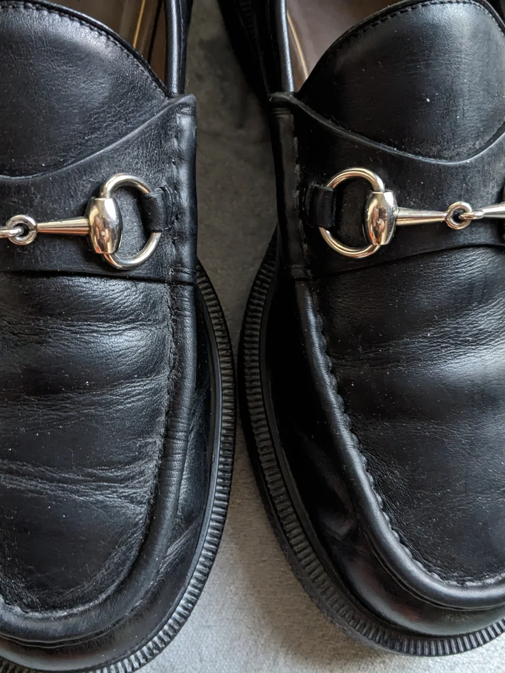 Gucci Men's Black Leather Horsebit Loafers